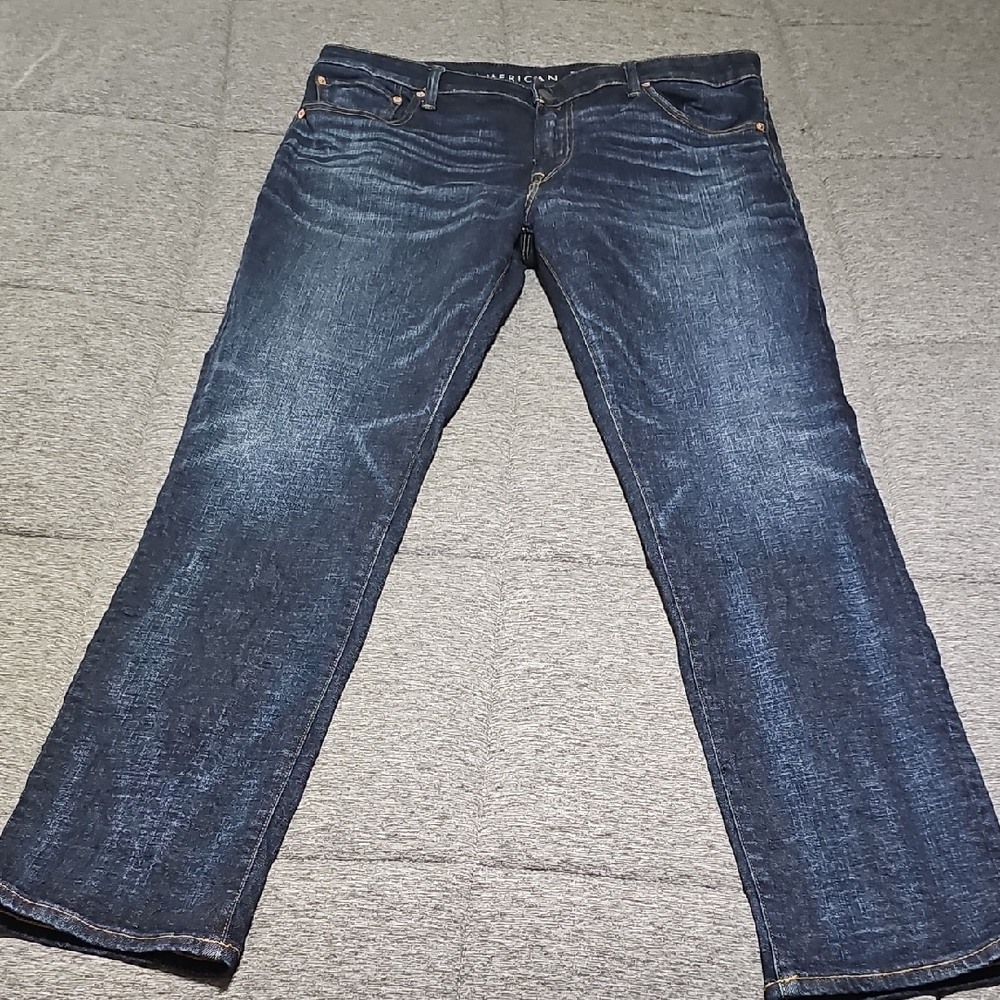 American Eagle Outfitters Men's Dark Blue Straight Jeans 36 X 32 Worn Once